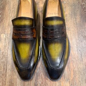 Iconic Green and Brown Leather Loafers